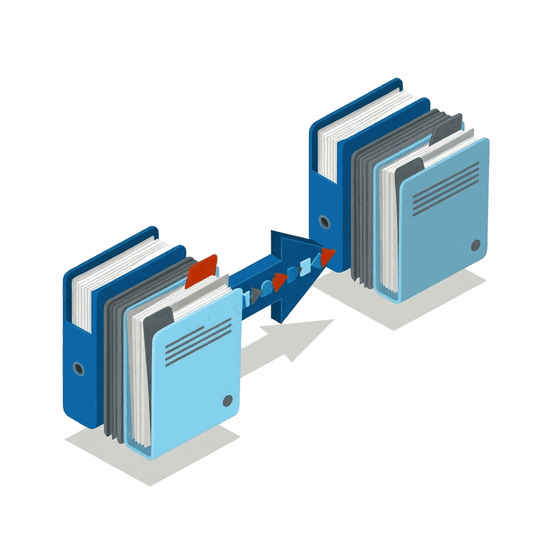 Illustration of data being carried across between two systems