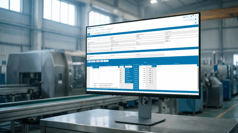 A recipe order in Epix with component lines, planned and reported quantity